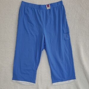 NWT Bobbie Brooks Blue Wide Leg Lounge Pants with White Cuffs size 2X (20-22)